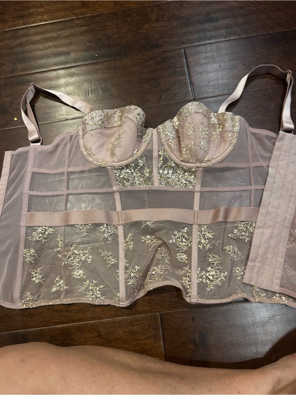 victorias secret very sexy pink nude lace bra corset ligerie 34 c new